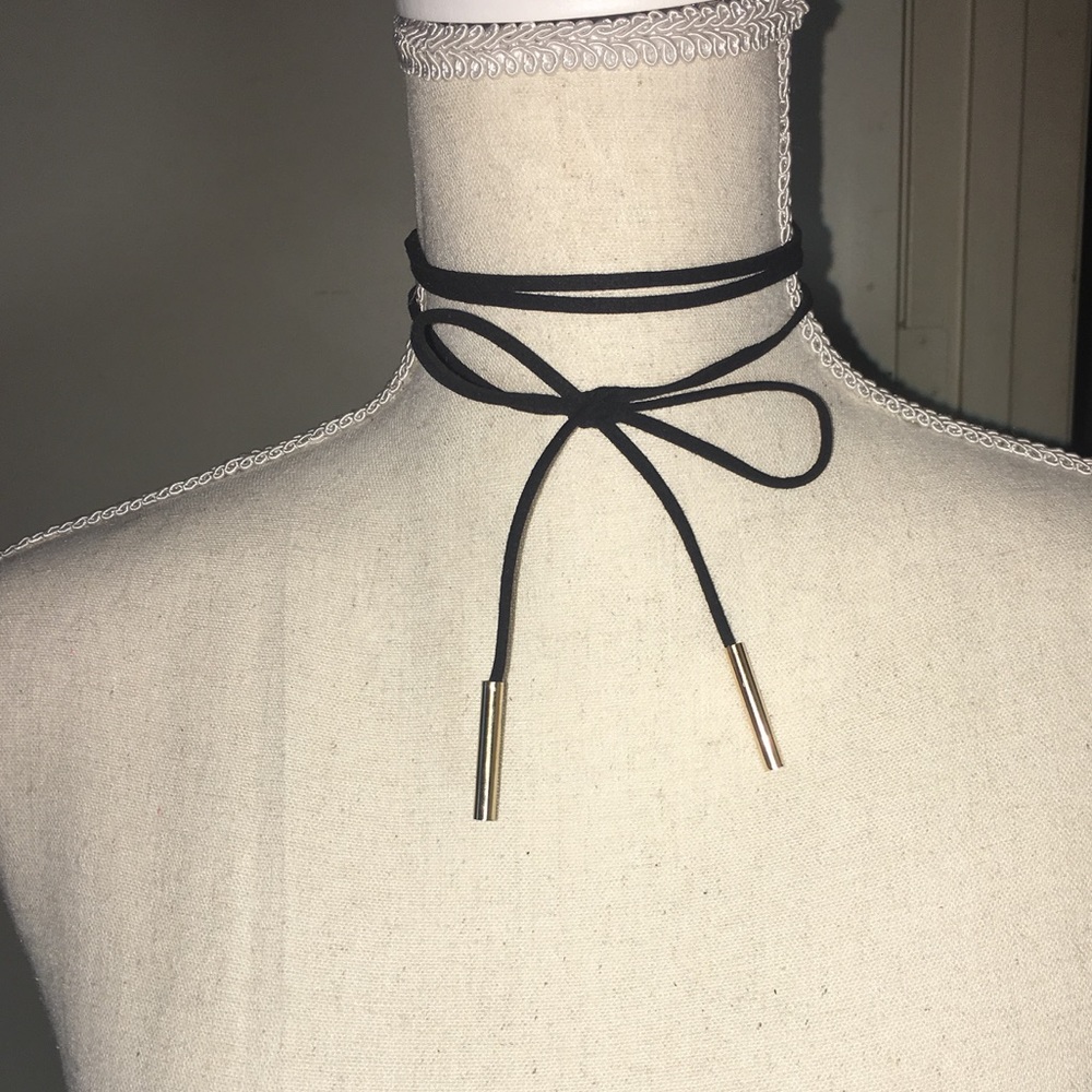 Black suede and gold choker